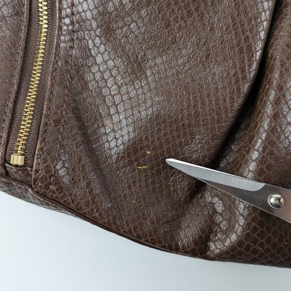 Cole Haan Brown Leather Purse Womens Drawstring Hobo Satchel Handbag Damaged - Picture 9 of 16